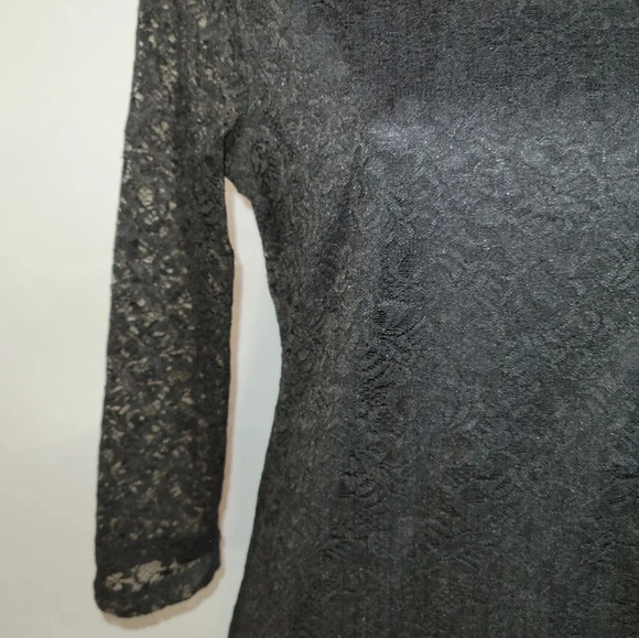 Vintage Tradition  Black Lace Long Sleeves Top Small - Picture 2 of 7